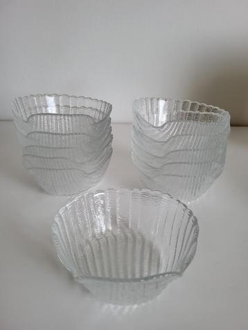 ijscoupe set van 11 glazen schelpen schaaltjes vorm schelp