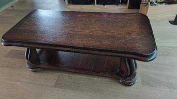 Salontafel - massief donker eiken - rustiek