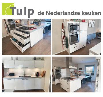 Duurzame Tulp eiland keuken met grote tafel 4 delen - wit