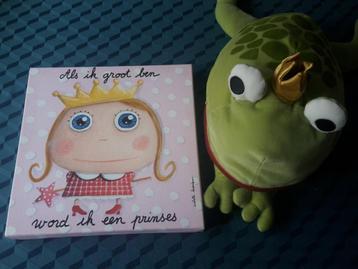 Leuke canvas met prinses + grote bijpassende kikkerprins