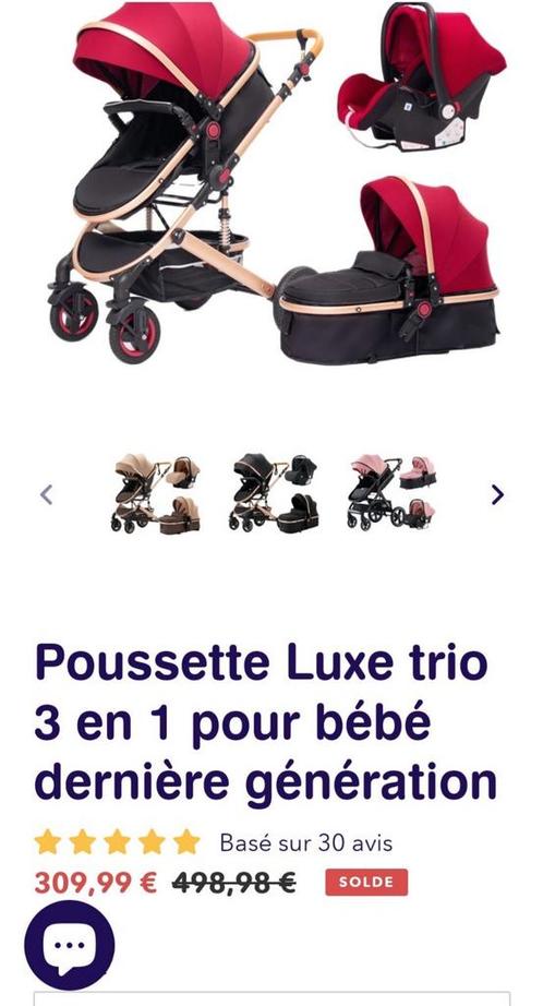 Poussette trio 3 en 1 avec maxi cosy et landeau, Enfants & Bébés, Poussettes & Combinaisons, Comme neuf, Poussette, Avec siège auto