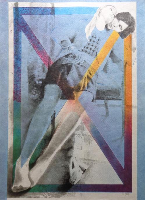 POL MARA / BLUE TRIANGULAR LOVE / KLEURLITHO JAPANS 74x53cm, Antiek en Kunst, Kunst | Litho's en Zeefdrukken, Ophalen of Verzenden