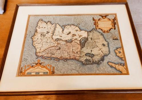 Carte de l'Irlande en 1572. Magnifiquement encadrée., Livres, Atlas & Cartes géographiques, Carte géographique, Royaume-Uni, Avant 1800