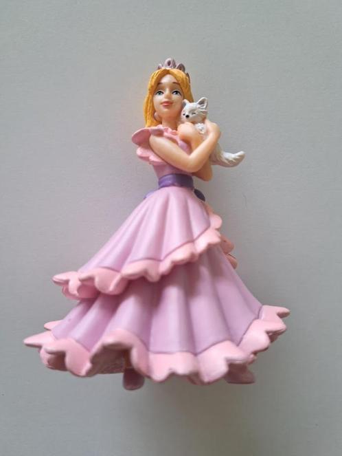 Jolie figurine Papo - Princesse avec chat - Robe rose - 2013, Collections, Jouets miniatures, Comme neuf, Enlèvement ou Envoi