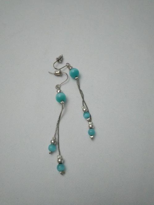 Boucles d'oreilles en argent avec perles bleues, Bijoux, Sacs & Beauté, Boucles d'oreilles, Neuf, Pendantes, Autres matériaux
