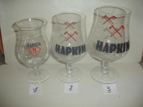 Hapkin bierglazen, brij. Alken-Maes, Collections, Marques de bière, Comme neuf, Verre ou Verres, Autres marques, Enlèvement ou Envoi