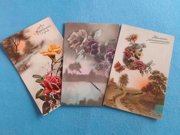 3 cartes postales Vintage de collection - Anniversaire 