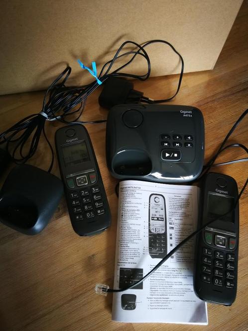 Draadloze telefoon DUO ECO DECT Gigaset A475H met antwoordap, Télécoms, Téléphones fixes | Combinés & sans fil, Comme neuf, 3 combinés
