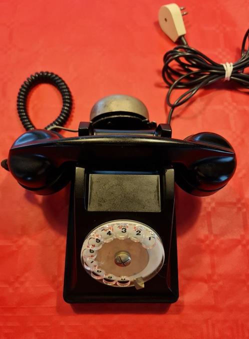 Telefoon met draaischijf en bel - bakeliet, Telecommunicatie, Vaste telefoons | Niet Draadloos, Gebruikt, Bakeliet, Met draaischijf