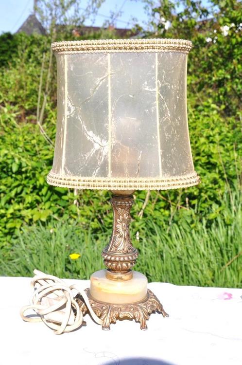 lampe de table pied metal et onyx, Antiquités & Art, Antiquités | Éclairage, Enlèvement ou Envoi