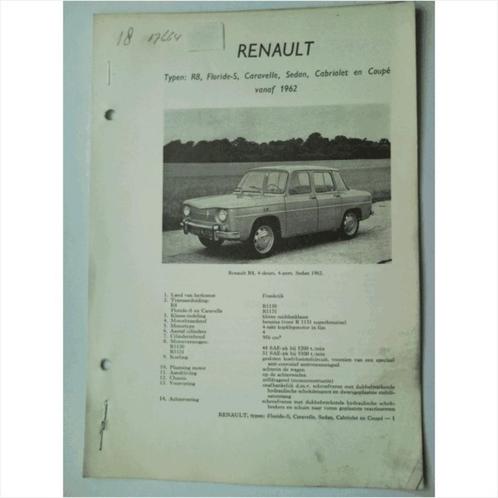 Renault R8 Vraagbaak losbladig 1962 #2 Nederlands, Livres, Autos | Livres, Utilisé, Renault, Enlèvement ou Envoi