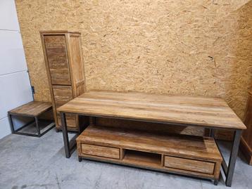 Tafel/tv meubel/kast/salontafel +6 nieuwe stoelen