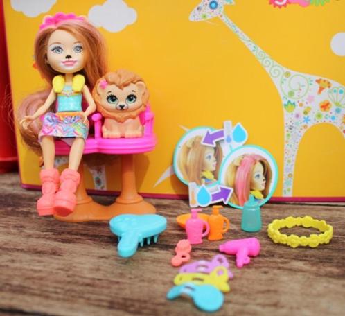 Enchantimals Leeuwenhaar Salon met Lacey Leeuw, Kinderen en Baby's, Speelgoed | Poppen, Zo goed als nieuw, Overige typen, Ophalen of Verzenden