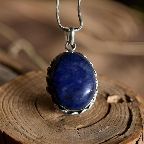 Collier en argent lapis-lazuli (925), Bijoux, Sacs & Beauté, Colliers, Neuf, Argent, Bleu, Avec pierre précieuse, Avec pendentif