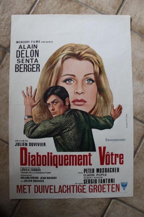 filmaffiche Alain Delon Diaboliquement votre 1967 filmposter, Verzamelen, Posters, Zo goed als nieuw, Film en Tv, A1 t/m A3, Rechthoekig Staand