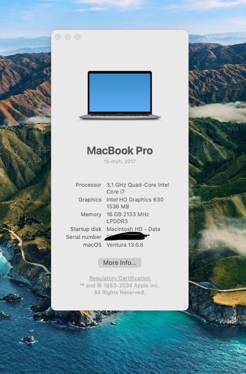 MacBook Pro 15inch, Informatique & Logiciels, Apple Desktops, Comme neuf, Autres modèles, HDD et SSD, 3 à 4 Ghz, 16 GB