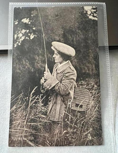 Carte postale ancienne Silverette lady Angler Londres 1928, Collections, Cartes postales | Étranger, Affranchie, Angleterre, 1920 à 1940