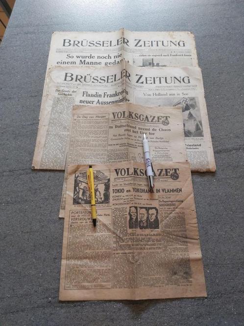 Oorlogskrant Antwerpen Brussel Zeitung Volksgazet 1944 1945, Collections, Objets militaires | Seconde Guerre mondiale, Autres