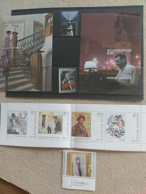 postfrisse Belgische zegels: kunst-cultuur-stripfiguren, Postzegels en Munten, Postzegels | Europa | België, Postfris, Kunst, Verzenden