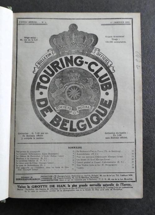Touring Club de Belgique 1921-1922, Antiquités & Art, Antiquités | Livres & Manuscrits, Enlèvement ou Envoi