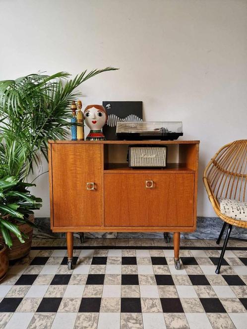 Vintage midcentury platenspeler meubel / kast retro, Maison & Meubles, Armoires | Autre, Utilisé, Enlèvement