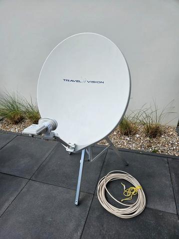 Antenne parabolique Travelvision + récepteur, trépied, câble