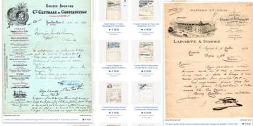 collection de 1800 anciennes factures et de 100 en-têtes de 
