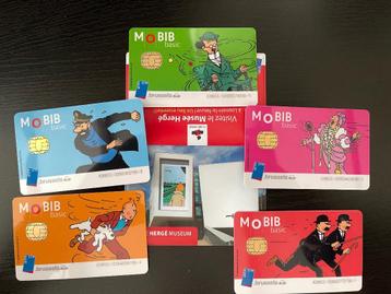 5 cartes Stib Mobib Tintin + pochette ( rare )