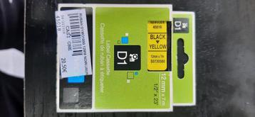 Cassette de ruban à étiqueter Dymo 12mm x 7m Noir-Jaune