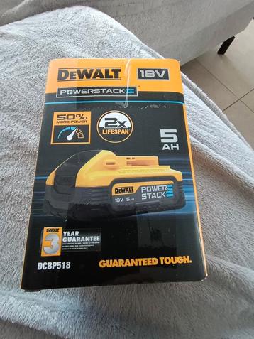 Accu Dewalt Powerstack 18 Volt , 5 Ah, nieuw in verpakking.