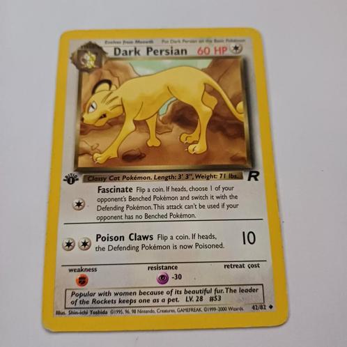 Pokémon 1st edition Dark Persian Team Rocket 42/82, Hobby & Loisirs créatifs, Jeux de cartes à collectionner | Pokémon, Comme neuf