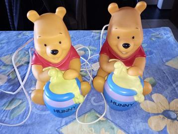2 nachtlampen Winnie the Pooh + plafondlamp met mat glas