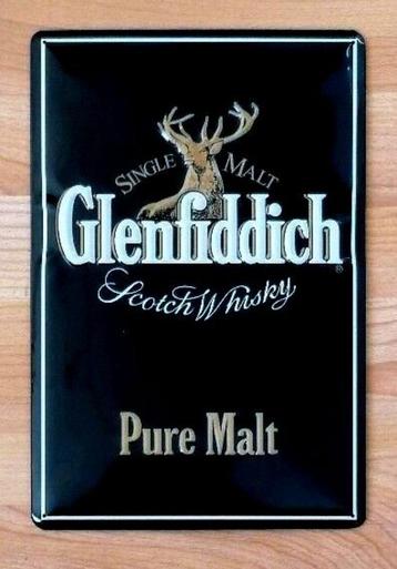 Reclamebord van Glenfiddich Pure Malt in reliëf - 20x30 cm.