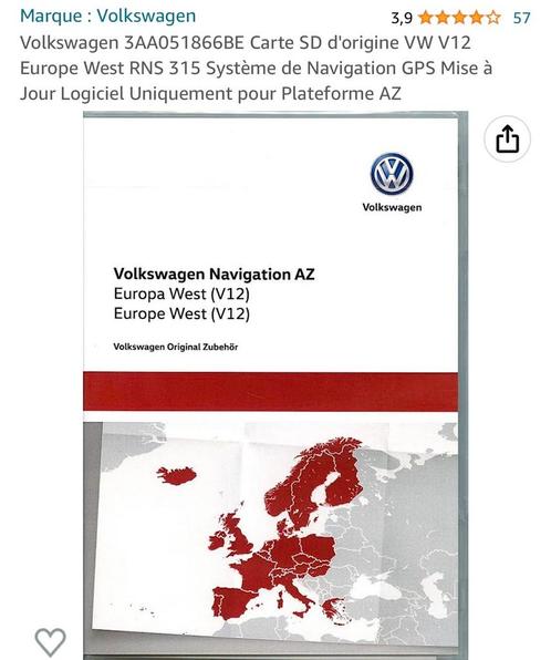 Navigation Volkswagen Europe Ouest, Informatique & Logiciels, Logiciel Navigation, Comme neuf