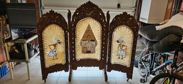 BLADGOUD geschilderde oud Indonesisch kamerscherm teak
