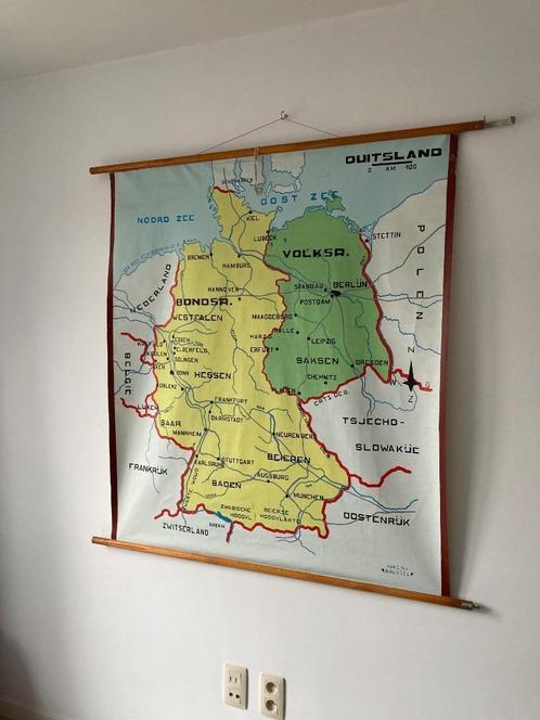Oude landkaart Duitsland schoolmateriaal., Livres, Atlas & Cartes géographiques, Carte géographique, Allemagne, Enlèvement