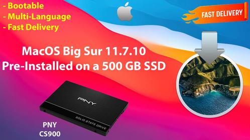 macOS Big Sur 11.7.10 SSD PNY Pré-Installé 500 Go OSX OS X, Informatique & Logiciels, Systèmes d'exploitation, Neuf, MacOS, Envoi