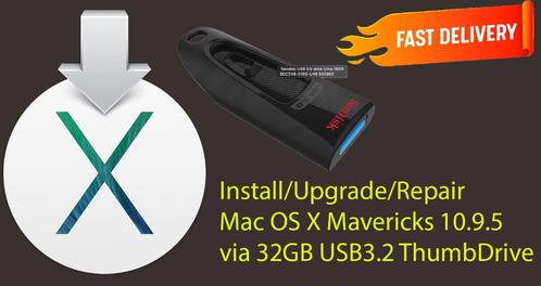 Mac OS X Mavericks 10.9.5, OSX via Clé USB de 32 Go sans DVD, Informatique & Logiciels, Systèmes d'exploitation, Neuf, MacOS, Envoi