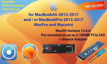  macOS Ventura 13.6.6 SSD m.2 Pré-Installé + Adaptateur OSX