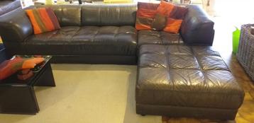 Gratis bruin echt leren groot bankstel / zetels