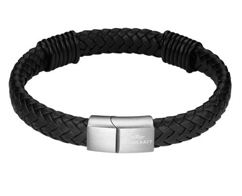 Rotorcraft braided leather bracelet/armband t.w.v € 54,95, Bijoux, Sacs & Beauté, Bracelets, Neuf, Cuir, Noir, Enlèvement ou Envoi