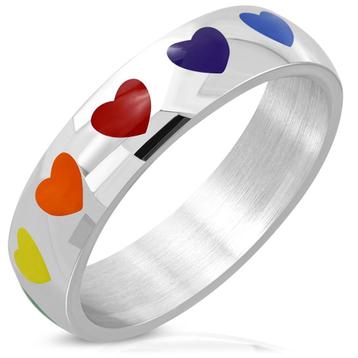 Bague en acier gay Love Rainbow