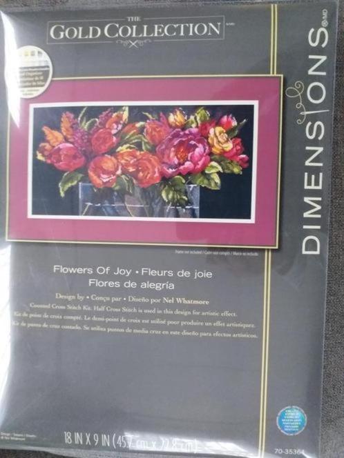 Borduurpakket Flowers of Joy van Dimensions Gold, Hobby & Loisirs créatifs, Broderie & Machines à broder, Neuf, Set à broder, Envoi