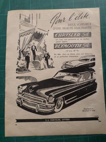 Chrysler - Plymouth - publicité papier - 1957