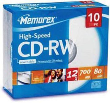 set van 10- CD-ReWritable !!!! Memorex 700MB, 12x, SlimBox- 