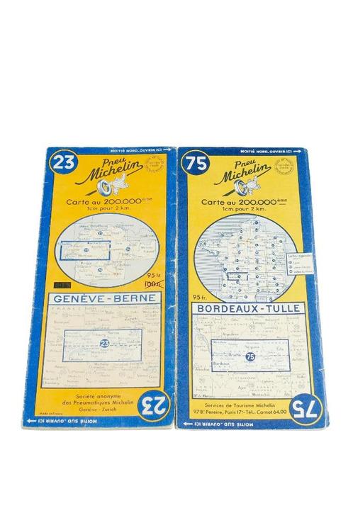 Lot de 2 cartes routières Michelin de 1952 (1/200 000), Boeken, Atlassen en Landkaarten, Gelezen, Landkaart, Frankrijk, 1800 tot 2000
