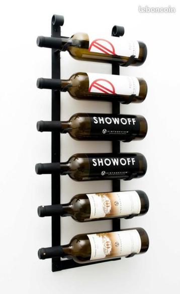 Support à bouteilles de vin mural en métal pour 6 bouteilles
