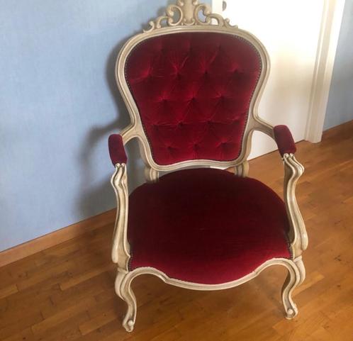 Rode Barok stoel in uitstekende staat, Maison & Meubles, Chaises, Comme neuf, Une, Bois, Tissus, Rouge, Enlèvement