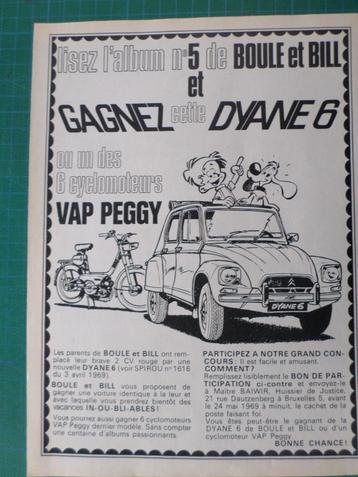Boule et Bill - publicité papier Dyane 6 et VAP Peggy - 1969