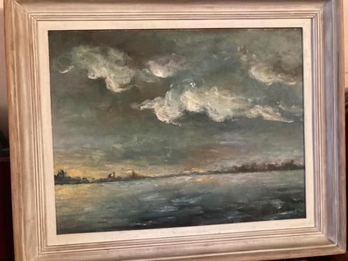 Edward Van Goethem - schilderij met water en wolken, Antiek en Kunst, Kunst | Schilderijen | Klassiek, Ophalen